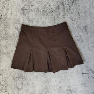 Brown Corduroy Pleated Mini Skirt Eyeshadow Size 9